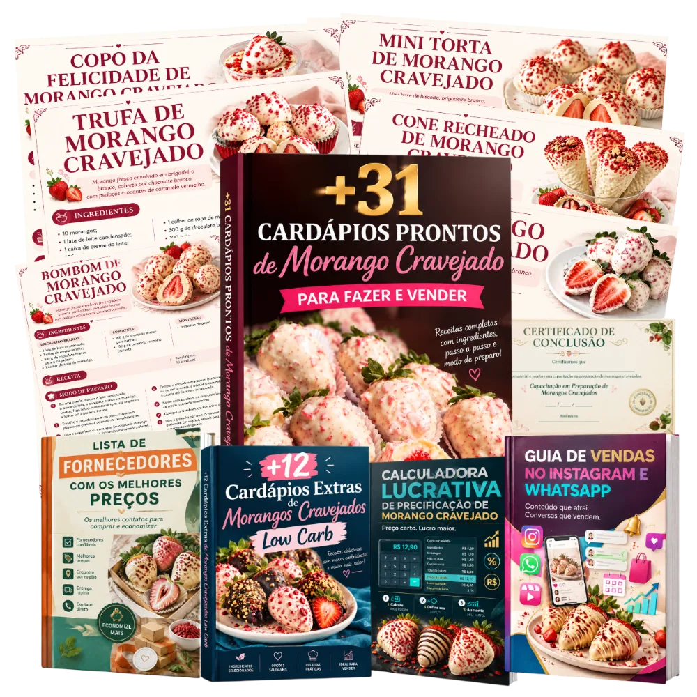 Mockup dos cardápios de morango cravejado